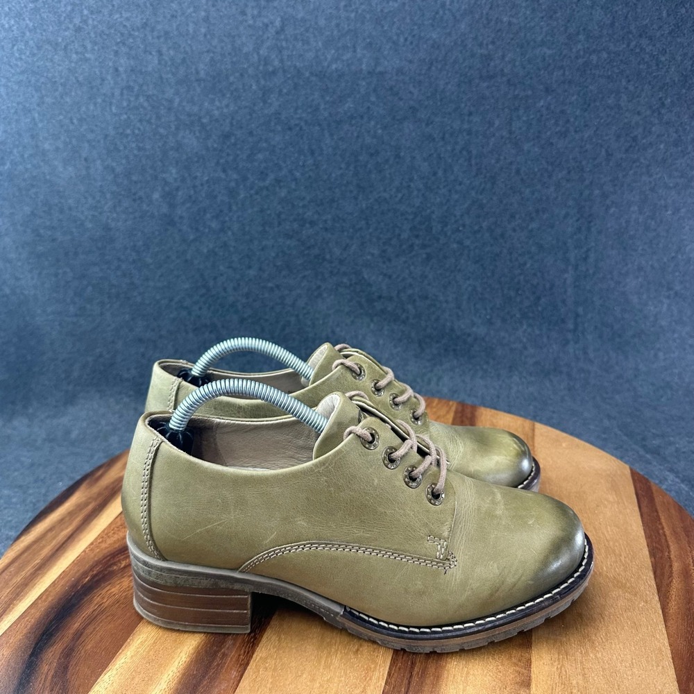 Dromedaris Kaley Womens Green Leather Oxford Lace Shoes Portugal Sz 38 US 7.5-8
